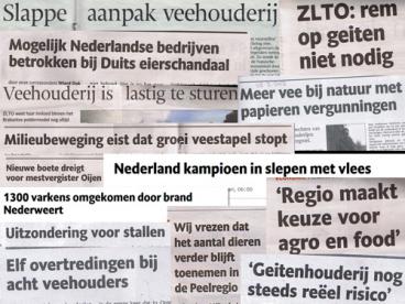Krantenkoppen over de problemen in de veehouderij